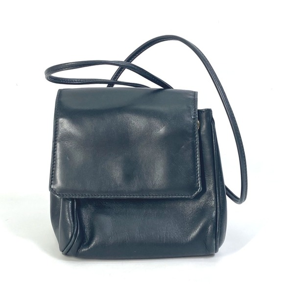 CHRISTIAN DIOR Vintage Black Leather Pochette Shoulder Bag